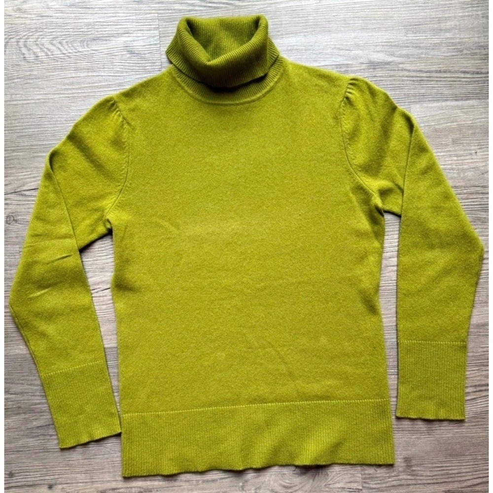 Womens M Green 100% Cashmere Turtleneck Sweater Victor
